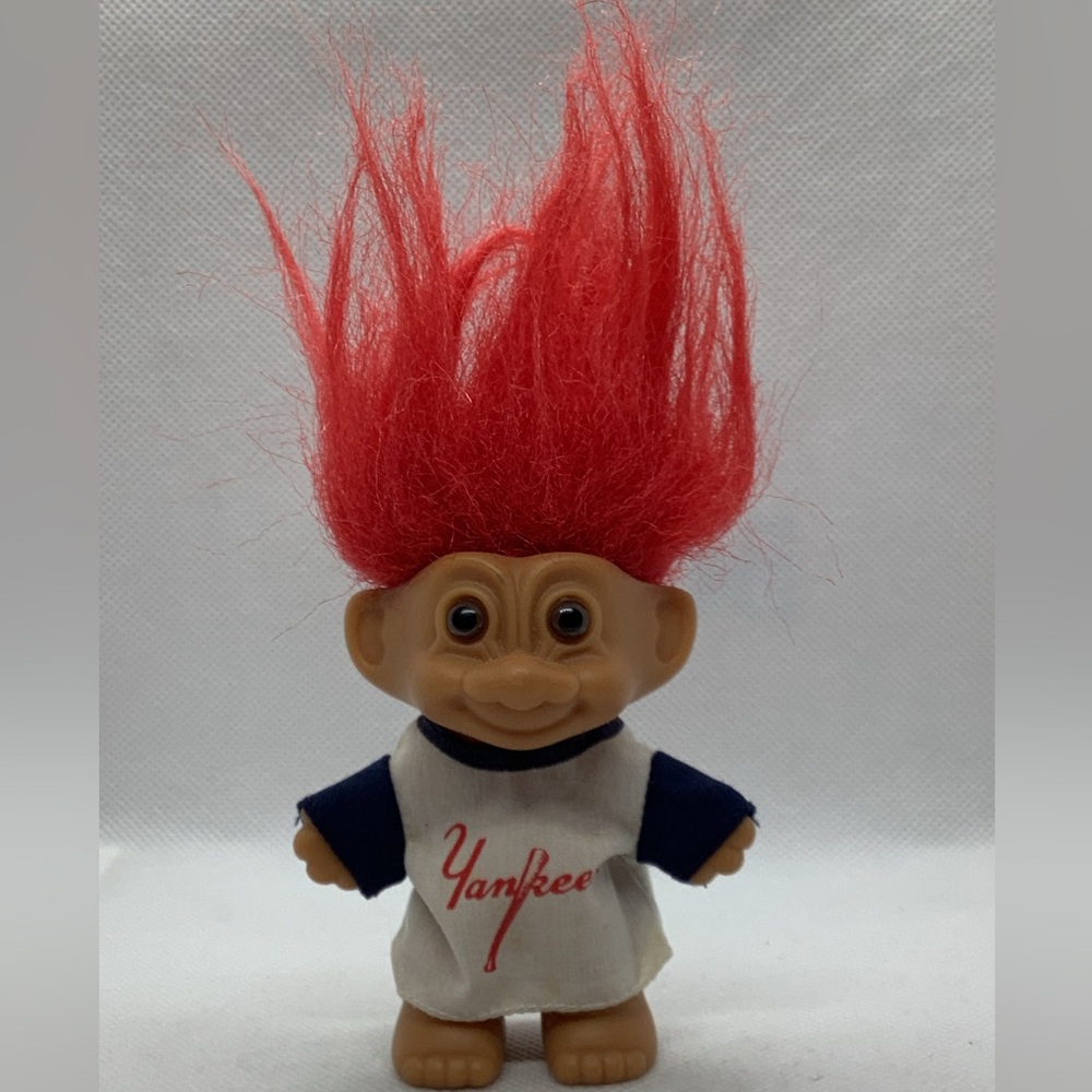 Vintage Russ Troll MLB New York Yankees Good Luck Troll Doll Lucky Mascot 4”